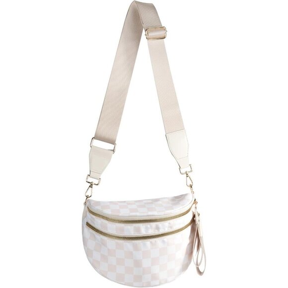 Handbags - Checkered Nylon Crossbody Bag Large Capacity Women's Wallets Handbags